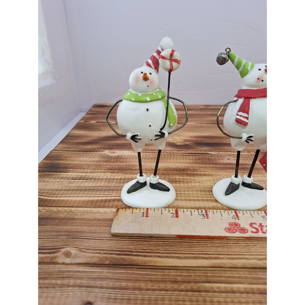 Christmas Snowmen‎ 6" figurines. Lot of 2 Wire Clay Winter Decor - Picture 8 of 9